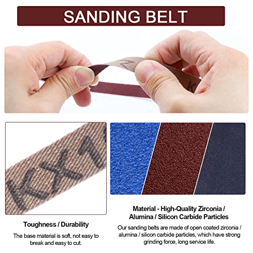 30 PCS 1/2" x 12" Knife Sharpener Replacement Sanding Belts Kit, 5 Each of 80/120/240/400/800/1000 Grits, Flat Seam Sanding Belt Set for Ken Onion Edition Sharpening Knives, Metal Polishing&Derusting