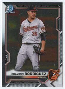 2021 bowman chrome draft #bdc-136 grayson rodriguez rc rookie baltimore orioles mlb baseball trading card