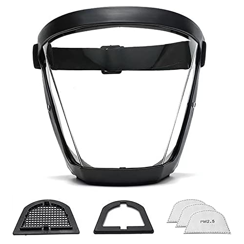 Verfimaci Unisex Super Protective Anti-Fog Face Shield with Detachable Flter, Hd Transparent Full Face shield,Reusable Eye, Nose, Mouth Protection (Black)