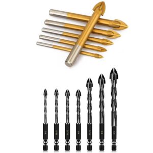 Masonry Concrete Drill Bits Set with Triangle Handle for Tile, Brick, Glass, Plastic and Wood, Tungsten Carbide Tip Work with Ceramic Tile, Wall Mirror