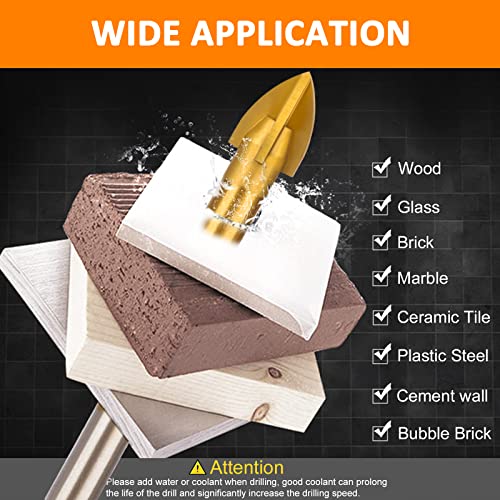 Masonry Concrete Drill Bits Set with Triangle Handle for Tile, Brick, Glass, Plastic and Wood, Tungsten Carbide Tip Work with Ceramic Tile, Wall Mirror