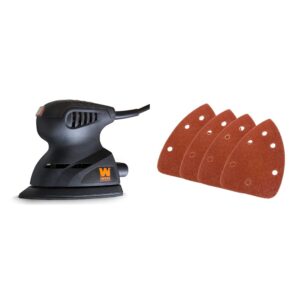 WEN 6301 Electric Detailing Palm Sander and WEN 6301SP Palm Sander Sandpaper (12 Pack)