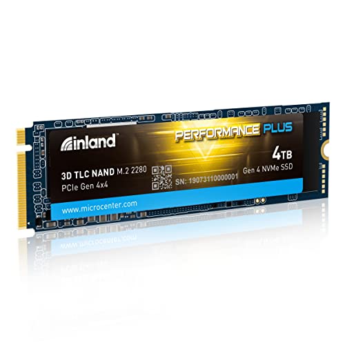 INLAND 4TB Performance Plus NVMe Internal Gaming SSD Solid State Drive Optimized for PS5 - Gen4 PCIe, M.2 2280, DRAM Cache, 176-Layer TLC 3D NAND Flash, Up to 7200MB/s