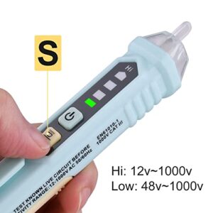 Voltage Tester/Non-Contact Voltage Tester with Dual Range AC 12V-1000V/48V-1000V, Live/Null Wire Tester, Electrical Tester by HABOTEST, Buzzer Alarm, Wire Breakpoint Finder-HT90 (Yellow)