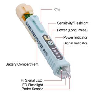 Voltage Tester/Non-Contact Voltage Tester with Dual Range AC 12V-1000V/48V-1000V, Live/Null Wire Tester, Electrical Tester by HABOTEST, Buzzer Alarm, Wire Breakpoint Finder-HT90 (Yellow)