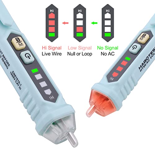 Voltage Tester/Non-Contact Voltage Tester with Dual Range AC 12V-1000V/48V-1000V, Live/Null Wire Tester, Electrical Tester by HABOTEST, Buzzer Alarm, Wire Breakpoint Finder-HT90 (Yellow)