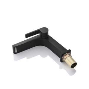 Bathroom Sink Faucet fit Single Handle Single Hole for Bathroom,Lavatory,Vanity Brass Matte Black Include 2 US Standard 3/8" Hoses