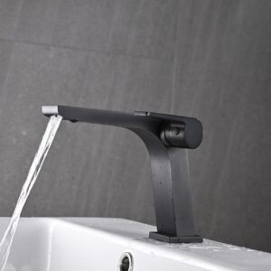 Bathroom Sink Faucet fit Single Handle Single Hole for Bathroom,Lavatory,Vanity Brass Matte Black Include 2 US Standard 3/8" Hoses