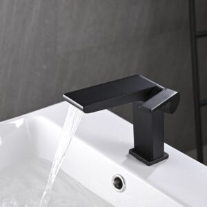 Bathroom Sink Faucet fit Single Handle Single Hole for Bathroom,Lavatory,Vanity Brass Matte Black Include 2 US Standard 3/8" Hoses