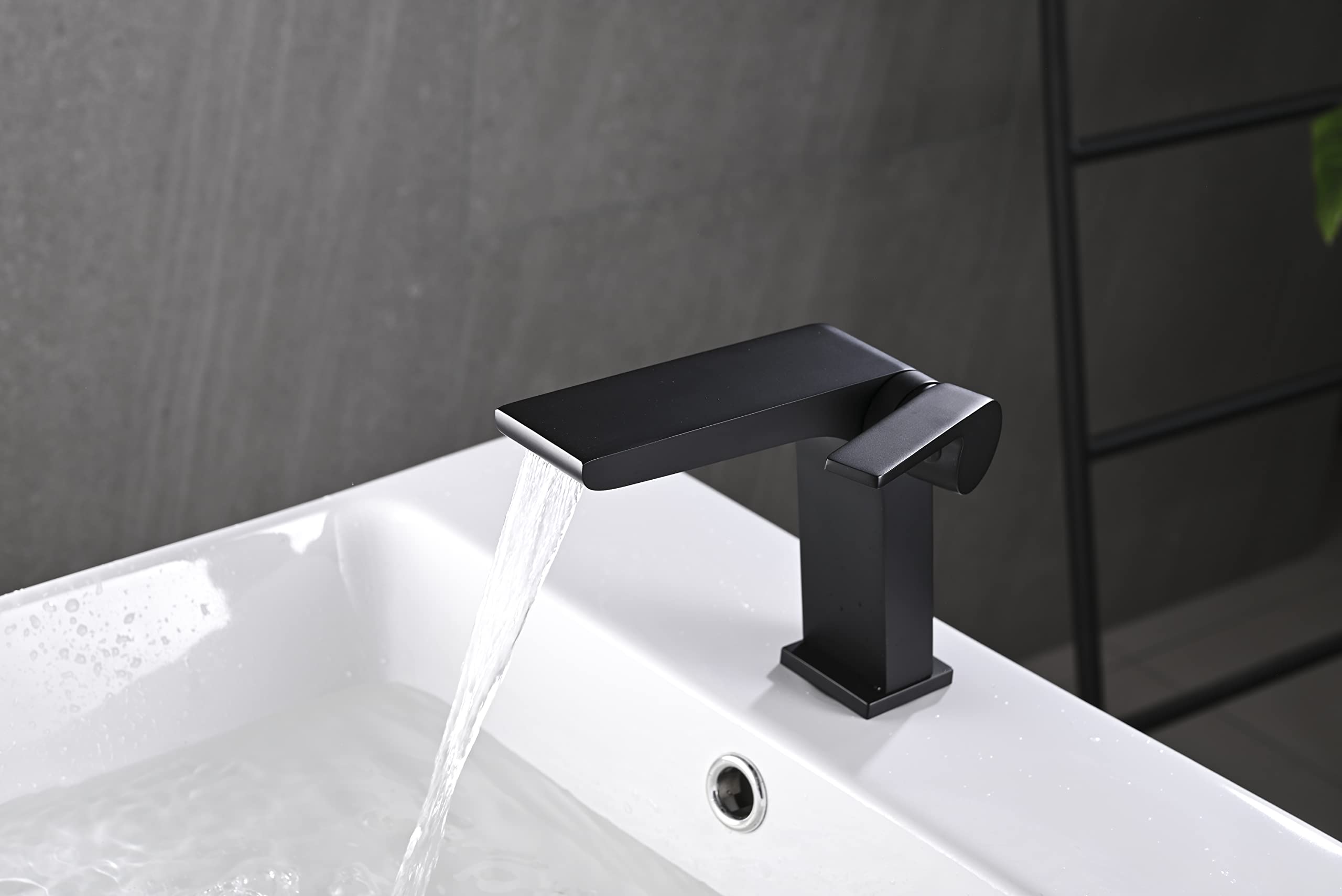 Bathroom Sink Faucet fit Single Handle Single Hole for Bathroom,Lavatory,Vanity Brass Matte Black Include 2 US Standard 3/8" Hoses