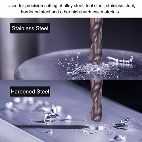 uxcell Carbide Twist Drill Bits 2.7mm, DIN K45 Tungsten Carbide AlTiSin Coated Jobber Drill Bits Straight Shank Drilling Cutter for Stainless Steel Alloy Steel