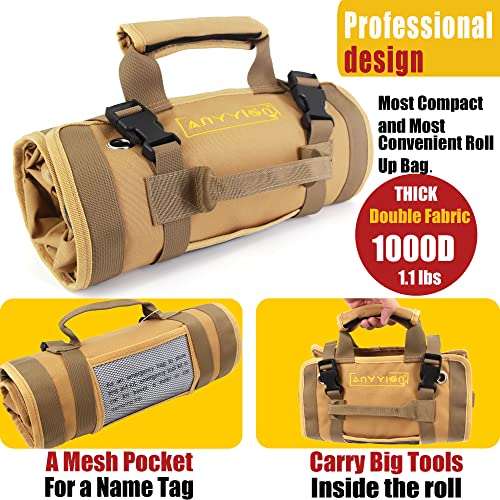 Anyyion Tool Bag, Heavy Duty Roll Up Tool Organizer With 6 Tool Pouches For Mechanic, Carpenter, Electrician & Hobbyist