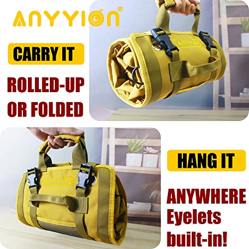 Anyyion Tool Bag, Heavy Duty Roll Up Tool Organizer With 6 Tool Pouches For Mechanic, Carpenter, Electrician & Hobbyist