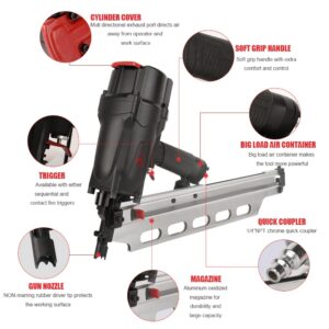 AEROPRO TOOLS Pneumatic Framing Nailer RHF9021, 21 Degree plastic collated nails from 2-Inch to 3-1/2-Inch With Tool-Free Depth Adjust,No Mar Tip and Rafter Hook