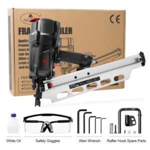 AEROPRO TOOLS Pneumatic Framing Nailer RHF9021, 21 Degree plastic collated nails from 2-Inch to 3-1/2-Inch With Tool-Free Depth Adjust,No Mar Tip and Rafter Hook