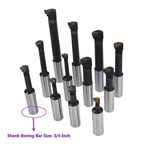Kimllier 3 Inch Boring Head R8 Shank 12Pcs 3/4 Inch Shank Boring Bar Set Carbide Tipped Bars Lathe Tool