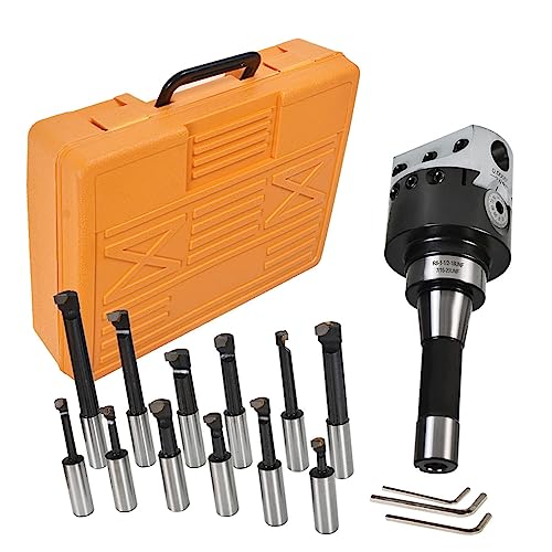 Kimllier 3 Inch Boring Head R8 Shank 12Pcs 3/4 Inch Shank Boring Bar Set Carbide Tipped Bars Lathe Tool