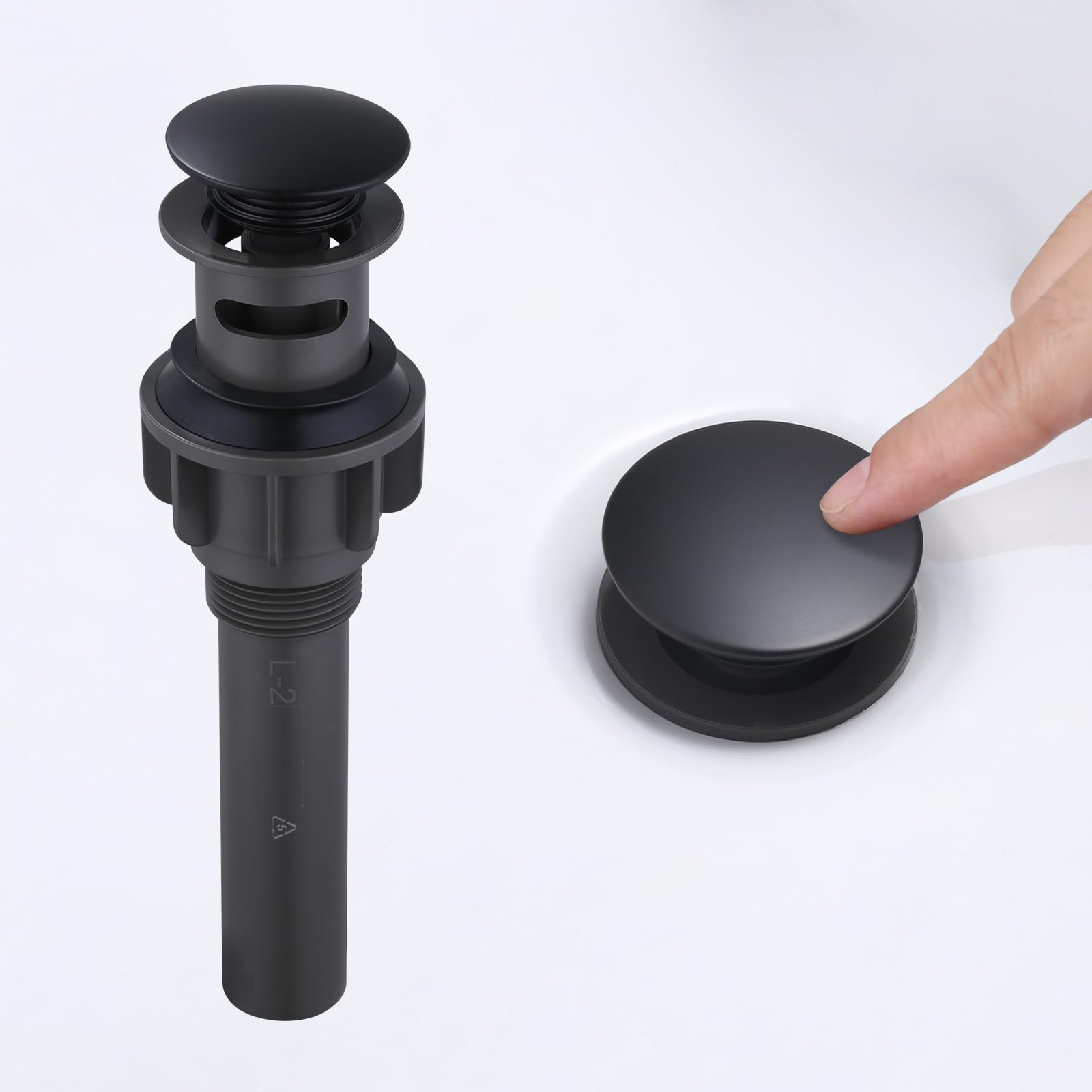 ARCORA Bathroom Sink Drain Matte Black Pop Up Drain with Overflow Vanity Vessel Sink Clicker Drain Stopper