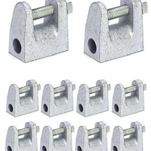 QWORK Beam Clamp, 10 Pcs 3/8" Zinc Plated Iron Safety Beam Clamp, 13/16" Jaw Opening