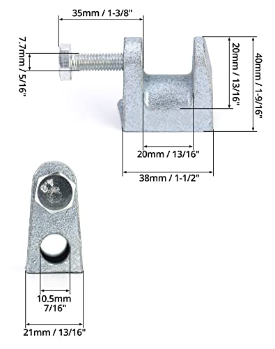 QWORK Beam Clamp, 10 Pcs 3/8" Zinc Plated Iron Safety Beam Clamp, 13/16" Jaw Opening