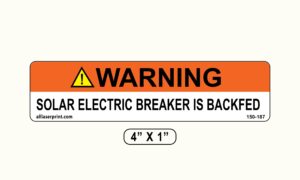 photovoltaic labels for pv solar system_"warning_solar electric breaker is backfed" _4" x 1" _pack of 16
