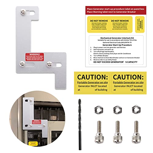 Generator-Interlock Kit for Siemens Murray - 150 or 200 amp Panels, 1-1/4” Spacing Between Main Breaker & Generator Circuit Breaker, Professional Interlock Kit for ITE, Gould, Thomas, Betts, Siemens