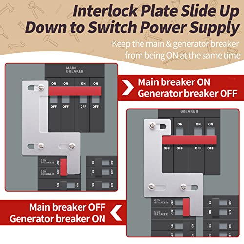 Generator-Interlock Kit for Siemens Murray - 150 or 200 amp Panels, 1-1/4” Spacing Between Main Breaker & Generator Circuit Breaker, Professional Interlock Kit for ITE, Gould, Thomas, Betts, Siemens