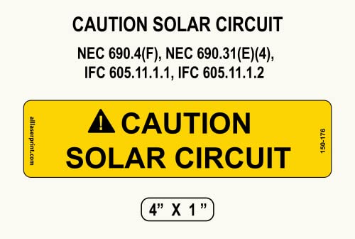 Photovoltaic Labels for PV Solar System _"Caution_Solar Circuit" _4” X 1”_Pack of 16