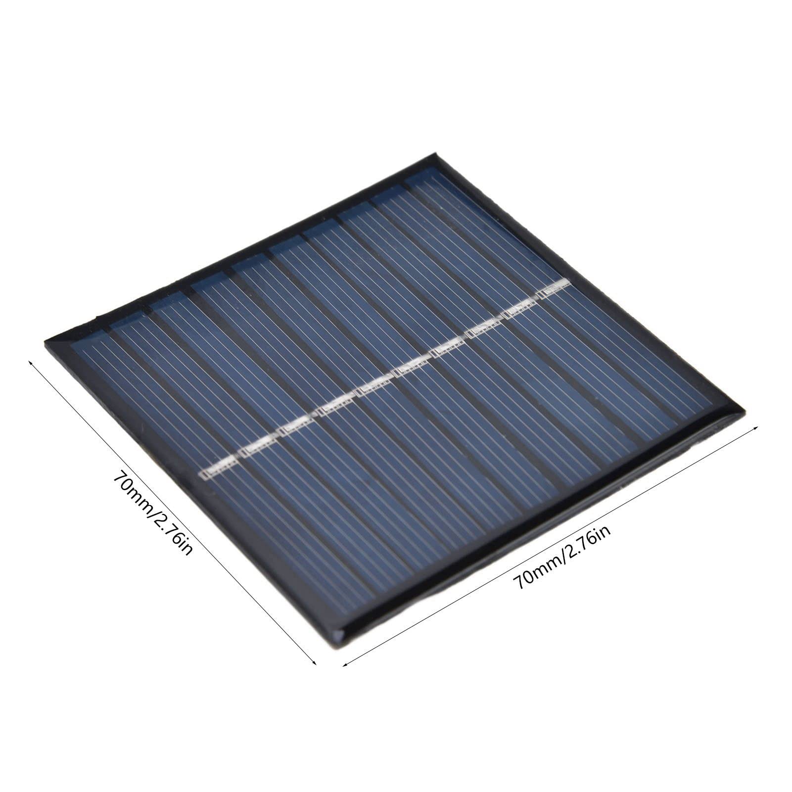 2Pcs Mini Solar Panel 0.7W 5V 0‑140mA, 70 x 70mm Solar Panel, Portable Encapsulated Solar Cell for Low Power Appliances, Emergency Lights, Advertising Lights, Traffic Lights