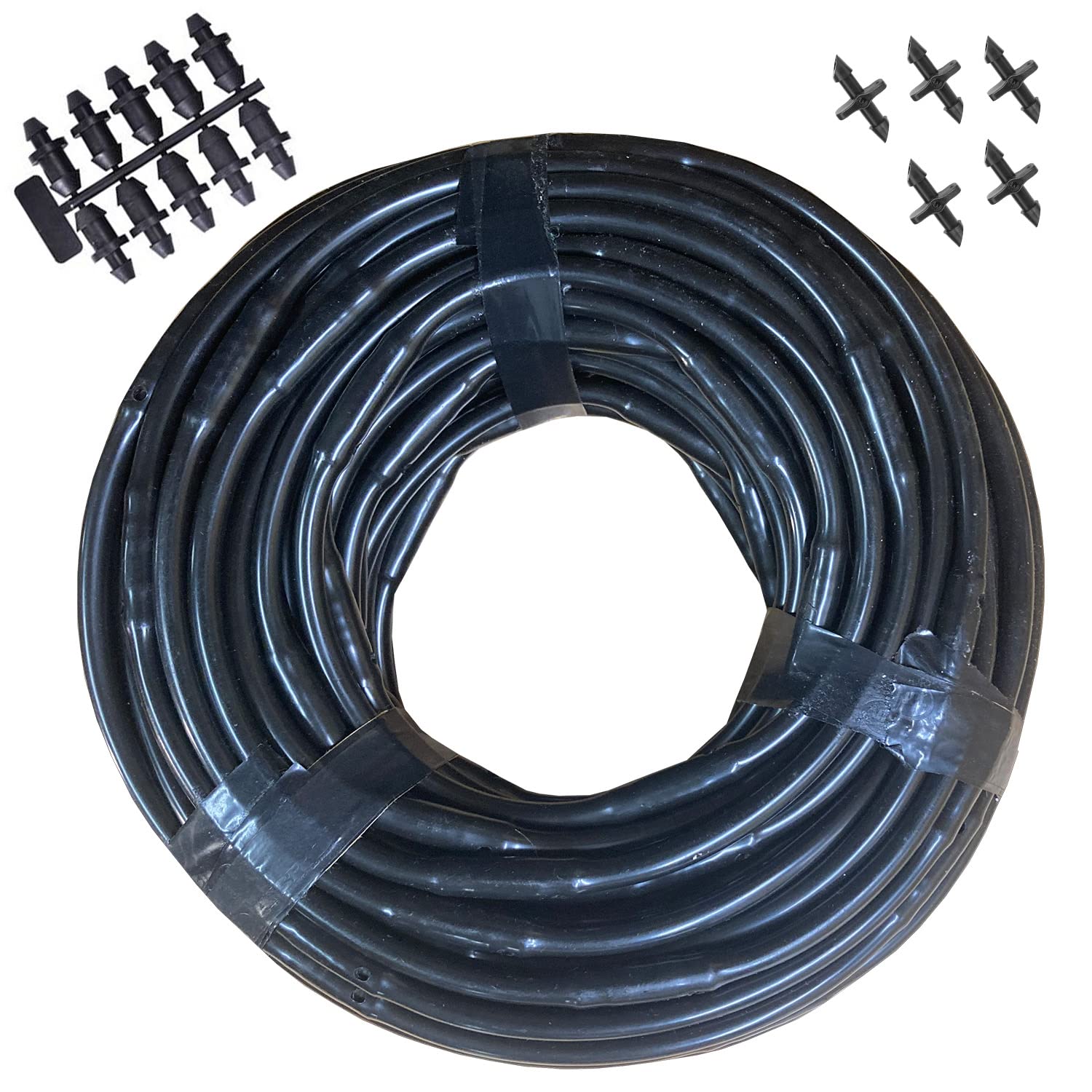 Habitech 1/4" Irrigation Dripline Tubing (100 Ft Roll) - 6" Emitter Spacing - 1/4" Drip Irrigation Fittings Included