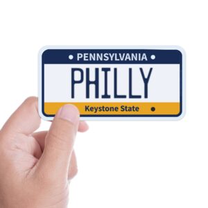 philly sticker on pennsylvania license plate - philadelphia bumper stickers for car - philly decal for hydroflask - eastern pa laptop decal