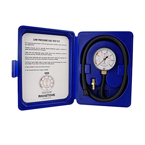 Roastove Natural Gas or LP Gas Manifold Pressure Test Kit, LP Gas Pressure Tester, Natural Gas Meter, 0-35" W.C