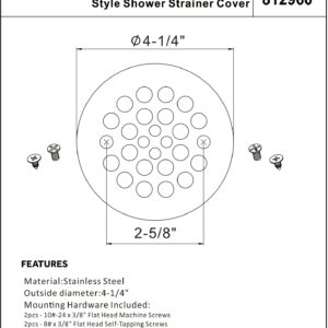 Artiwell 4-1/4“ Shower Strainer Drain Trim Set, Screw-in Shower Strainer Drain Cover, Plastic-Oddities Style Replacement Strainer Grid,Machine & Self-Tapping Screws Included (MATT Black)