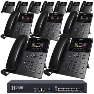 xblue qb2 system bundle with 12 ip8g ip phones including auto attendant, voicemail, cell & remote phone extensions & call recording