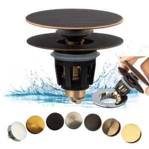 artiwell universal bathroom sink drain stopper, fits most pop-up drains for vessel sink lavatory vanity, sink drain strainer with detachable hair catcher, tested by plumber in us (oil rubbed bronze)