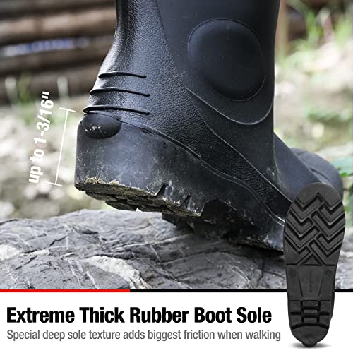 Goldblatt 100% Waterproof Rubber Boots, All-Purpose Galoshes, Mud/Muck/Construction Rubber Work Boots, Black PVC, Size 10