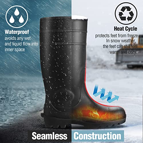 Goldblatt 100% Waterproof Rubber Boots, All-Purpose Galoshes, Mud/Muck/Construction Rubber Work Boots, Black PVC, Size 10