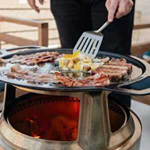 Solo Stove Ranger Cast Iron Griddle Cooking Bundle, incl. Stainless Steel Fire Pit + Stand, Cast Iron Griddle & Stainless Steel Hub for 6.5” Elevation, Height: 22 in, Diameter: 14.25 in, 31.1 lbs