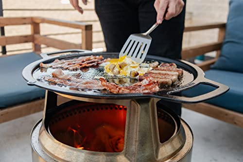 Solo Stove Ranger Cast Iron Griddle Cooking Bundle, incl. Stainless Steel Fire Pit + Stand, Cast Iron Griddle & Stainless Steel Hub for 6.5” Elevation, Height: 22 in, Diameter: 14.25 in, 31.1 lbs