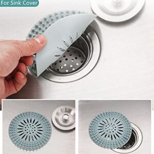 2 Pack Shower Drain Hair Catcher,Durable Shower Drain Cover Protectors Silicone Hair Clog Stopper for Bathroom Bathtub Kitchen Easy to Install and Clean Suit (Pink,Cyan)