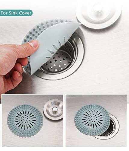 2 Pack Shower Drain Hair Catcher,Durable Shower Drain Cover Protectors Silicone Hair Clog Stopper for Bathroom Bathtub Kitchen Easy to Install and Clean Suit (Pink,Cyan)