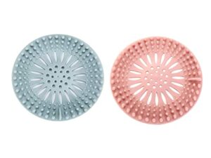 2 pack shower drain hair catcher,durable shower drain cover protectors silicone hair clog stopper for bathroom bathtub kitchen easy to install and clean suit (pink,cyan)