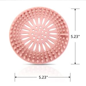 2 Pack Shower Drain Hair Catcher,Durable Shower Drain Cover Protectors Silicone Hair Clog Stopper for Bathroom Bathtub Kitchen Easy to Install and Clean Suit (Pink,Cyan)