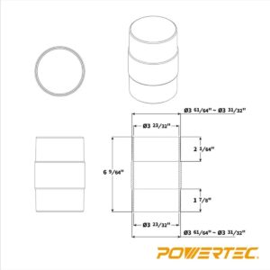 POWERTEC 70123V 4-Inch Dust Hose Connector w/Quick Connect Splice Adapter, ABS Plastic