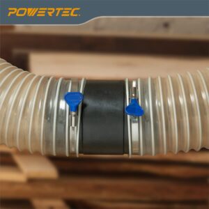 POWERTEC 70123V 4-Inch Dust Hose Connector w/Quick Connect Splice Adapter, ABS Plastic