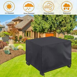 SUNSURE Square Fire Pit Cover 45x45x25 Inch Outdoor Patio Waterproof Gas Fire Pit Cover All Weather Resistant Heavy Duty Fire Pit Table Cover - Black (45x45x25in)