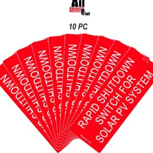 Photovoltaic Labels for PV Solar System_#150-160 "Rapid Shutdown Switch for Solar PV System" _5 ¼” X 2” _Pack of 10