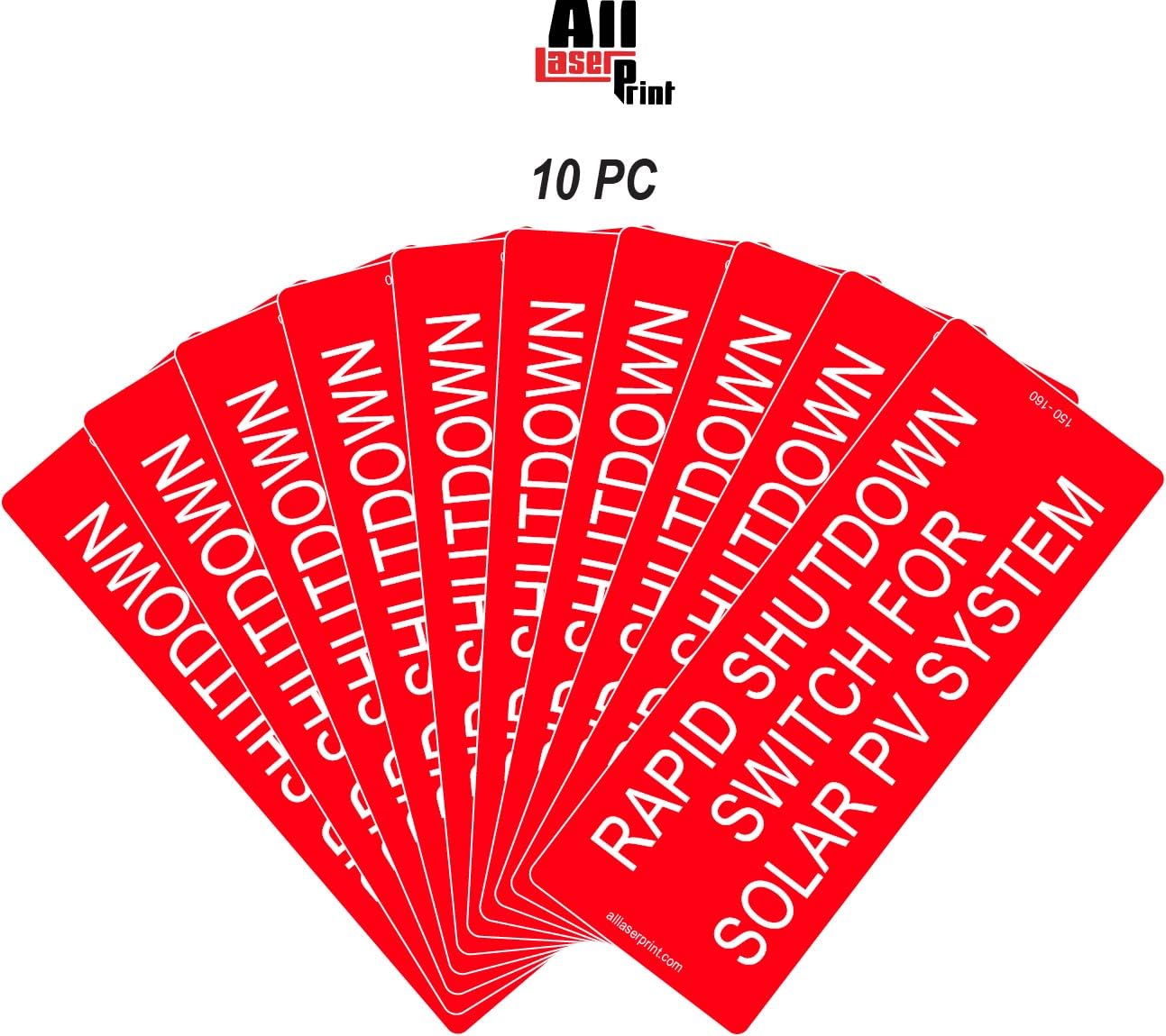 Photovoltaic Labels for PV Solar System_#150-160 "Rapid Shutdown Switch for Solar PV System" _5 ¼” X 2” _Pack of 10