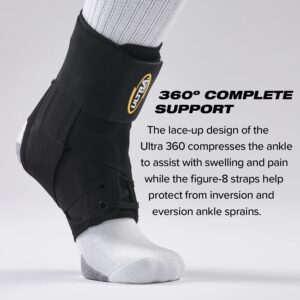 Ultra 360® Lace-Up Adjustable Ankle Brace – For Ankle Stabilization, Adjustable Compression (Large, White)