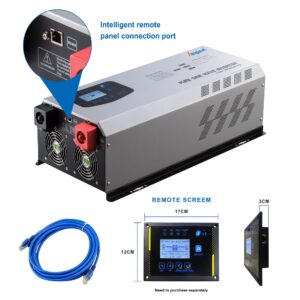 6000W Peak 18000watts Pure Sine Wave Power Inverter 24V DC to 120/240 VAC Split Phase with Battery AC Charger,Off Grid Low Frequency